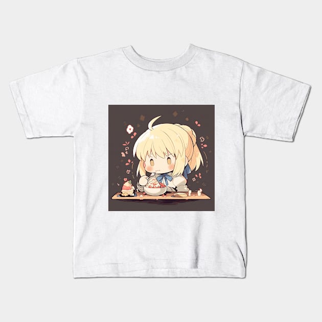 chibi saber Kids T-Shirt by WabiSabi Wonders